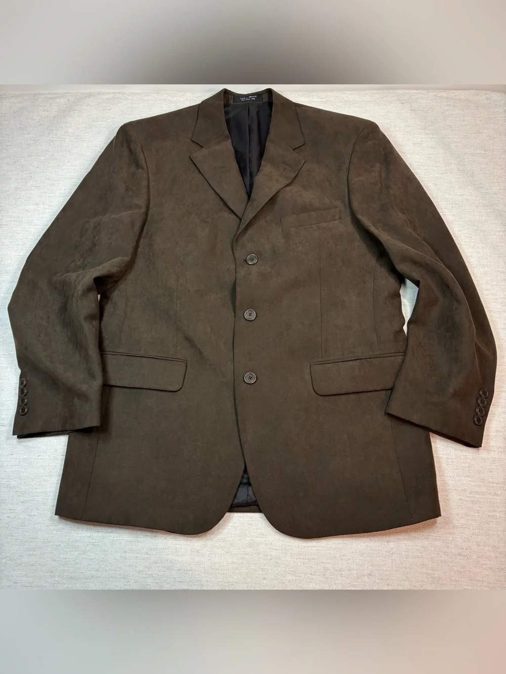 Andrew Fezza men’s size 40R faux suede blazer sport coat in brown 3 button